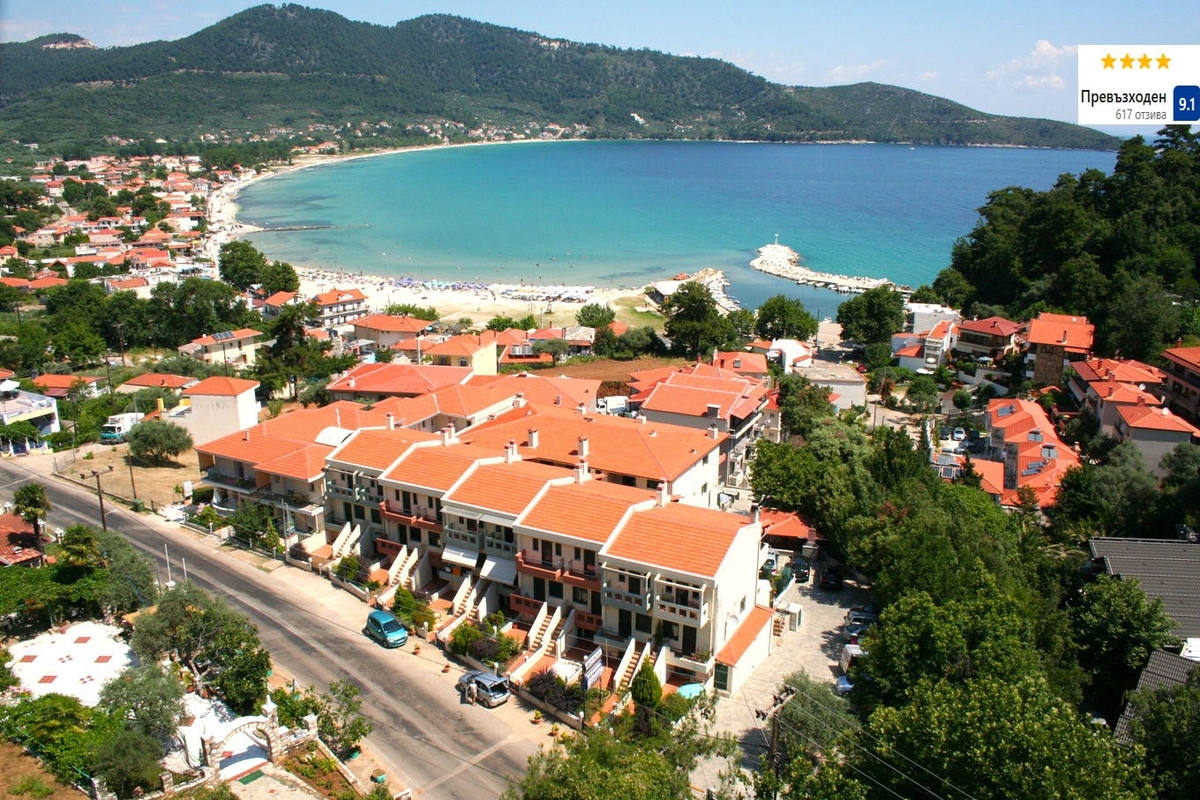 На 150м. от плажа в Ntinas Filoxenia Hotel & Spa****, о. Тасос! Нощувка за ДВАМА със закуска и вечеря + басейни. Дете до 12г. БЕЗПЛАТНО!
