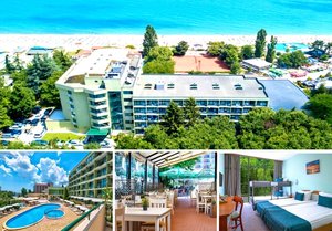 Почивка в Златни пясъци на 30м. от плажа! Нощувка на човек на база All Inclusive + басейн + чадър и шезлонг на плажа, плажен бар и анимация от хотел Палм Бийч. Две деца - безплатно!