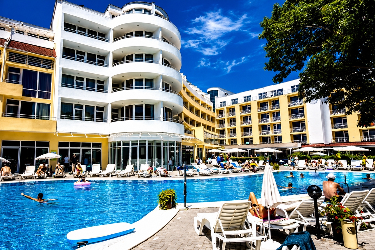 Почивка в Слънчев бряг: All Inclusive на човек + басейн от хотел Сън Палас****. Дете до 11.99г - БЕЗПЛАТНО!