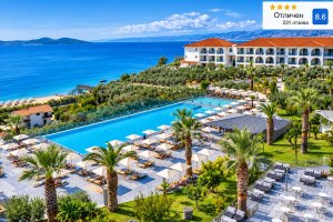 Ранни записвания на първа линия в Урануполи, Гърция: Нощувка на база All Inclusive + басейн в Akrathos Beach Hotel 4*. Безплатно дете до 6г.