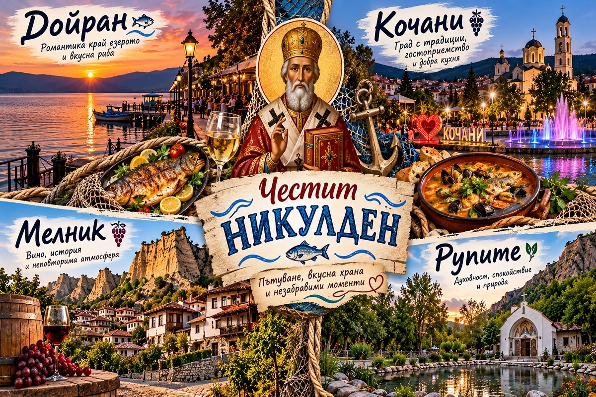 Никулден до Кочани и Дойран, Северна Македония: Нощувка със закуска и празнична вечеря + транспорт и посещение на Мелник и местността Рупите от ТА Роял Холидейз